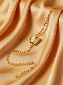 MONALLY Dainty Charm 18K Gold Plated Stainless Steel Butterfly Bracelet For Women Waterproof Hypoallergenic Charm Jewelry Fashion Accessory For Daily & Party Wear - Butterfly - View 4