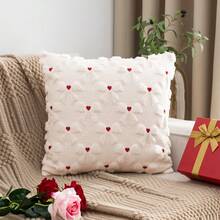 2 Stück/1 Stück Plüsch bestickte herzförmige Kissenbezüge, geeignet für Heimdekoration, Wohnzimmer, Schlafzimmer, Sofa, ganzjährig - Beige - Übersicht 8