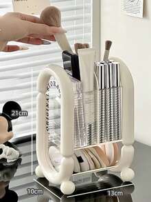 1 pieza Soporte minimalista de 2 niveles para brochas de maquillaje, organizador de escritorio para brochas y lápices, soporte multifuncional para cepillos de dientes para el baño, adecuado para la decoración del hogar, la sala de estar, el dormitorio y el baño, un gran regalo para mujeres y la decoración de la sala de maquillaje - Multicolor - Ver 9