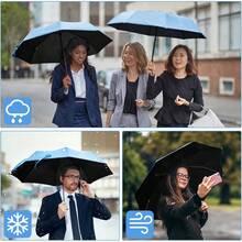 210T涂层自动折叠口袋伞，防风，轻便，男女通用（天蓝色），春夏精选，伴娘礼物，房间装饰，卧室装饰，海滩，旅行，男士适用，女士适用，度假，妇女节，旅行必备，婚礼回礼，Y2K，卧室，汽车配件，厨房装饰，可爱小物 - 米色 - 查看 9