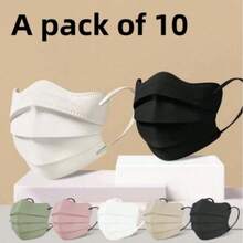 10pcs/Pack Women's Disposable 3D Protective Face Masks, Fashionable Multi-Color, Breathable Dust-Proof & UV Protection (Color & Style Random) - Multicolor - View 1