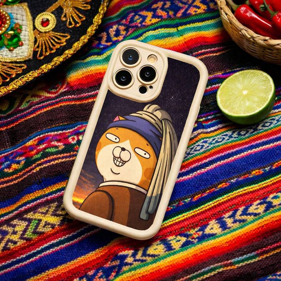 Funda para iPhone perro divertido estilo arte clásico reinterpretado, diseño gracioso y expresivo, carcasa original y llamativa, regalo creativo para amantes de los perros y el humor, ideal para sorprender con algo diferente | iPhone11/12/13/14/15/16/17 Plus/Pro/Pro Max - Beis - Ver 1