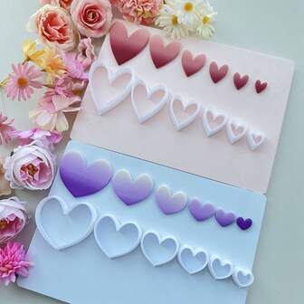 6pcs/Set Geometric Heart Shaped Soft Clay Mold, Jewelry Making Accessory Tool