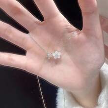 Cherry Blossom Necklace Women Fairy Peach Blossom Collarbone Chain High-Value Neck Chain Accessory Girls Jewelry - 玫瑰金 - 查看 2