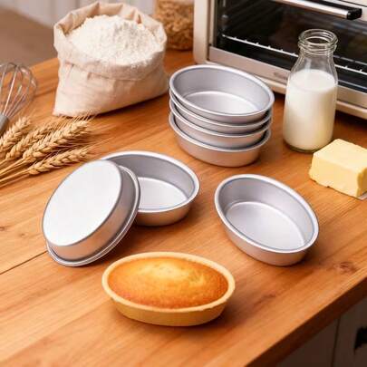 2个/4个/8个装，椭圆形芝士蛋糕模具 | 蛋糕形模具，布丁/果冻烘焙模具，不粘，可重复使用甜点模具，适用于制作芝士蛋糕、果冻、布丁、糕点等烘焙食品。圣诞节理想之选。