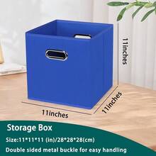 Black Foldable Storage Cubes Bins, Fabric Storage Box Cubes Organizer Baskets With Dual Handles For Home Organizer,Set Of 3,(Dark Blue) - DarkBlue - View 3