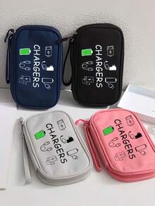 [Customized] Portable Handbag Organizer Pouch, Customizable Pattern, Suitable For Cables, USB Drives, Power Banks, Phones, Polyester Portable Cable Organizer Bag - Dual Layer Design For Chargers And Small Items - Multicolor - View 8