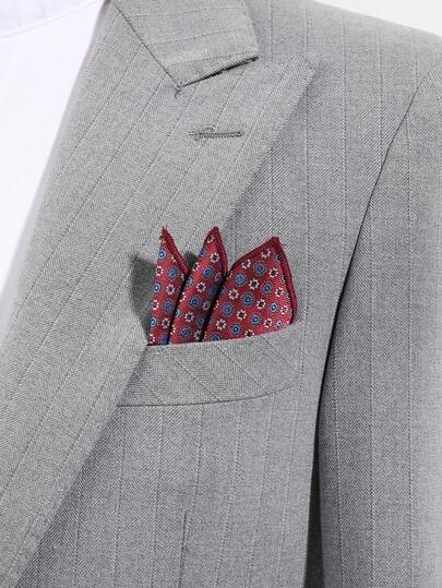 1pc Men's Fashion Versatile Polka Dot & Floral Pattern Pocket Square Handkerchief, Suit Accessory Suitable For Party, Banquet And Daily Wear
