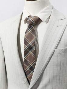 1pc Men's Fashion Striped Plaid Necktie, Versatile Business Style