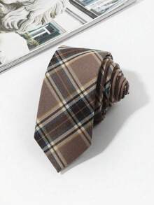 1pc Men's Fashion Striped Plaid Necktie, Versatile Business Style