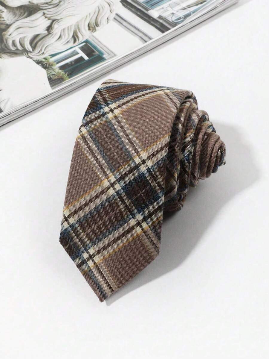 1pc Men's Fashion Striped Plaid Necktie, Versatile Business Style
