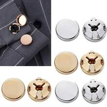 5pcs/Set Solid Color DIY Cufflink Accessories, Copper Turtle Smooth Casing Cufflinks, Handmade Shirt Collar Decor Buttons, Geometric Pattern Button Sets, Shirt Buttons, Clip-On Button Sets, Fashion Crystal Cufflink Sets, Suitable For Tuxedo And Wedding Dress Decoration - Multicolor - View 2