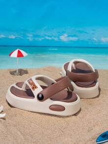 1 Pair Baby/Toddler Thong Sandals With Heel Strap, Easy To Wear & Remove, Thick Soft Non-Slip Sole, Fashionable & Cute - Multicolor - View 5