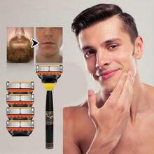 Classic Temperament Men'S Lady Manual Shaver, 6-Layer Replaceable Blade, Shaver Set, Leg Scraper, Armpit Scraper, Chest Scraper - Orange - View 6