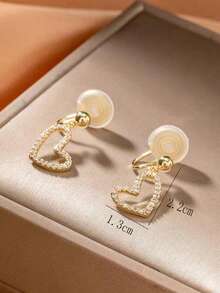 1 cặp khuyên tai kẹp hình trái tim đính đá đuổi muỗi cho phụ nữ không cần xỏ khuyên, phong cách ngọt ngào & dễ thương, quà tặng sinh nhật mùa hè cao cấp cho ngày lễ tình nhân, mẹ, mẹ, ngày của mẹ, quà tặng - Vàng - Xem 6