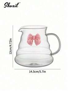 shoxil 1pc Pink Bow Tie Pour Over Coffee Pot Without Lid, High Borosilicate Glass Coffee Server, Cloud Shaped Clear Coffee Carafe, For Home, Office, Outing - Multicolor - View 10