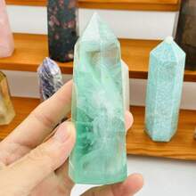 1 Stück natürlicher polierter hexagonaler Kristallprisma, Rosenquarz, Fluorit, Citrin, Dekorationsstein für Innenräume, Geschenk, Sammlung, Geschenk für Feiertage - Verschiedenfarbig - Übersicht 18