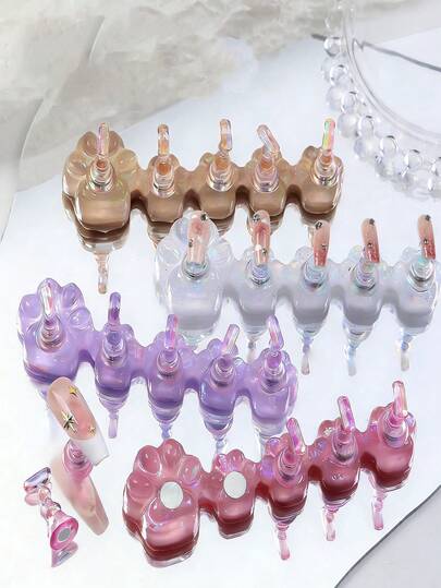 1 Piece Of Nail Art Beginner Practice Nail Holder Base Nail Tools Nail Products Aurora Laser Cat Claw Pattern Nail Display Rack Suitable For New Nail Salon Nail Technicians