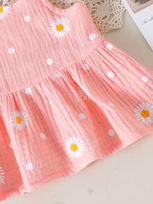 2pcs Baby Girls Cute Fresh Cap Sleeve Camisole Top + Shorts Set, Forest Style Summer Outfit - Pink - View 6