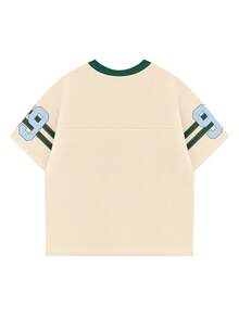 A Street Number 99 Style Women's American Football Fashion Top With High-Definition Patterns, Mesh Ventilation, Semi-Transparent Design, Comfortable To Wear, Extremely Loose Fit, Top, - Apricot - View 3