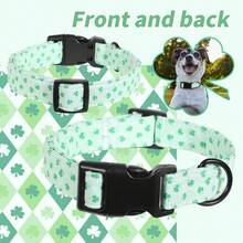 1pc Adjustable St. Patrick's Day Themed Lucky Pink & Green Clover Dog Collar, Quick Release Safety Buckle, Breathable, Fits Small/Medium/Large Dogs, Rust-Resistant Metal Ring, Ideal Small Dog Birthday Gift - Mint Green - View 5