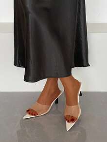 时尚尖头套脚式女士高跟凉鞋，优雅细高跟，适合夏季商务、派对、婚礼、夜店等场合。 - 米色 - 查看 7