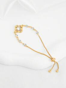 1pc Casual Vintage Floral Romantic French Style Adjustable Drawstring Bracelet - Yellow - View 3