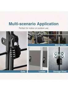 1 Combination Lock, 4-Digit Password Padlock, Waterproof Door Lock, Resettable Password, Suitable For Lockers, Employees, Fences, Gyms, Boxes, Toolboxes, Schools, Gate Box Buckles, Etc - Multicolor - View 5