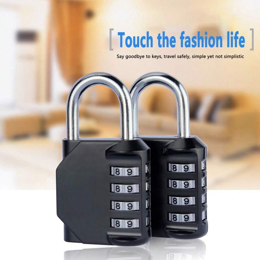 1 Combination Lock, 4-Digit Password Padlock, Waterproof Door Lock, Resettable Password, Suitable For Lockers, Employees, Fences, Gyms, Boxes, Toolboxes, Schools, Gate Box Buckles, Etc - Multicolor - View 1