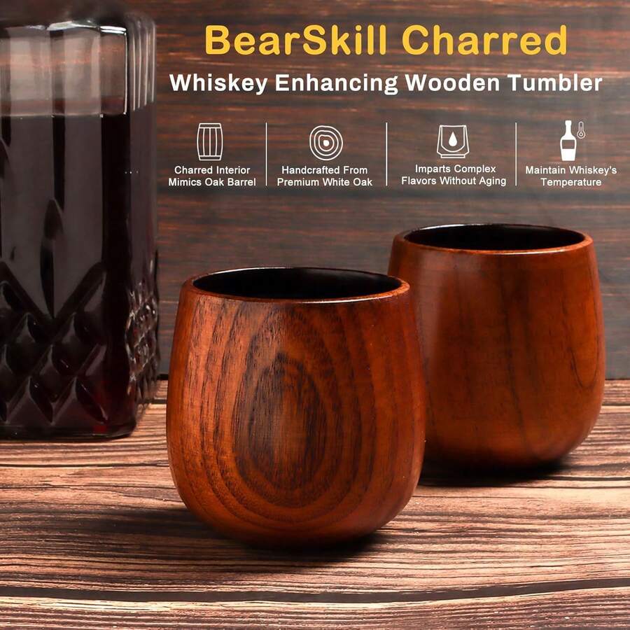 1pc Handmade Natural Wood Tea Cup - Reusable Ironwood Mug With Natural Grain, Cup Suitable For Tea, Herbal Drinks, & Use - Brown - View 1