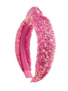 1条彩色亮片发箍，简约亮片打结发箍，适合日常、节日、通勤、派对、装饰、女性、情人节等场合。