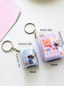 0.5 Inch Mini DIY Photo Album With Keychain, Minimalist & Fashionable Student Backpack Insert Album, Document & Photo Storage, Card Holder Album, Back To School Supplies, Cute Stationery, Campus Style, Stationery, Back To School - Ideal For Couples & Best Friends - Perfect Valentine's Day Gift - Multicolor - View 7