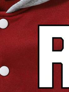 男童撞色字母印花连帽衫外套和裤子两件套休闲套装