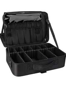 1个旅行化妆箱，化妆品收纳盒，便携式化妆师整理包，带可调节隔板，可收纳化妆品、化妆刷、洗漱用品、珠宝、数码配件，也可作为房间装饰、化妆间装饰。 - 彩色 - 查看 1