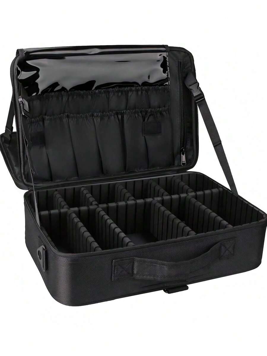 1个旅行化妆箱，化妆品收纳盒，便携式化妆师整理包，带可调节隔板，可收纳化妆品、化妆刷、洗漱用品、珠宝、数码配件，也可作为房间装饰、化妆间装饰。 - 彩色 - 查看 1