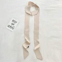 1pc Extra-Long 200cm Solid Color Thin And Narrow Silk Scarf For Women, Versatile As A Small Neck Scarf, Decorative Headband, Or Hair Tie/Ribbon. - 杏色 - 查看 4