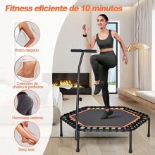 Trampoln Porttil y Plegable, Trampoln Fitness de 48 Pulgadas con Mango Ajustable para Uso en Exteriores e Interiores, Capacidad de Peso 130 kg - Naranja - Ver 4