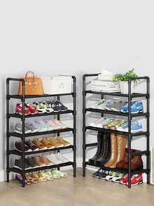 1 pièce Étagère à chaussures empilable noire, organisateur d'armoire amélioré et gain d'espace de stockage, étagère à chaussures verticale à 5 niveaux, convient pour l'entrée, le sol de la chambre, l'extérieur, assemblage facile, gain de place - idéal pour le vestibule, le placard, la chambre, la location, les petits espaces - cadeau d'organisation parfait - étagère à chaussures robuste avec beaucoup d'espace pour l'entrée, le salon - Multicolore - Voir 6