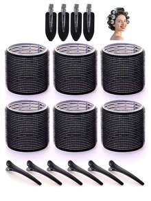 Rizadores de cabello jumbo, juego de 16 piezas con rodillos de 2.56 pulgadas y 10 clips, rodillos de calidad de salón para peinados DIY sin calor