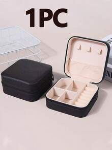 1个木纹首饰盒，透明防尘高端精致首饰盒，珠宝盒，收纳盒，包装盒，化妆盒，翻盖设计，透明玻璃，中式复古小型首饰收纳盒，带玻璃盖防尘，用于存放项链、手链、戒指，送给女友/妻子的礼物