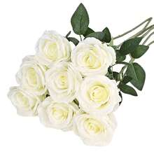 1/5/8/12pcs Artificial White Rose Flowers, Silk Textured Fake Roses With Long Stems And Thorns, Suitable For Valentine's Day, Wedding Bouquets, Vases, Centerpieces, Home Decor (White) - White - View 3