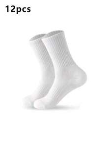 50/40/30/24/20pcs Women's Black & White Tight Sports Socks, Running Socks, Cycling Crew Socks, Thickened Couple Casual Warm Knee-High Socks - Multicolor - View 30