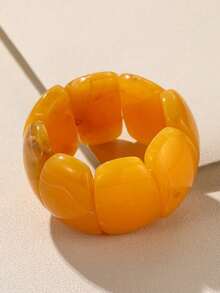 1pc New Elastic Thickened Bracelet Resin Geometric Tie Dye Bangle Bracelet Cuff, Vintage Bohemian Elegant Charm Beaded Bracelet Bangle, Fashion Jewelry Gift For Women, Girls, Ladies, Suitable For Daily Wear, Party, Travel