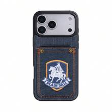 1pc Elegant Embroidered PU Leather Card Holder Phone Case Compatible With IPhone 17 16 16e 15 14 Plus 13 12 11 Pro Max, Minimalist Protective Cover - Deep Blue 08 - View 7