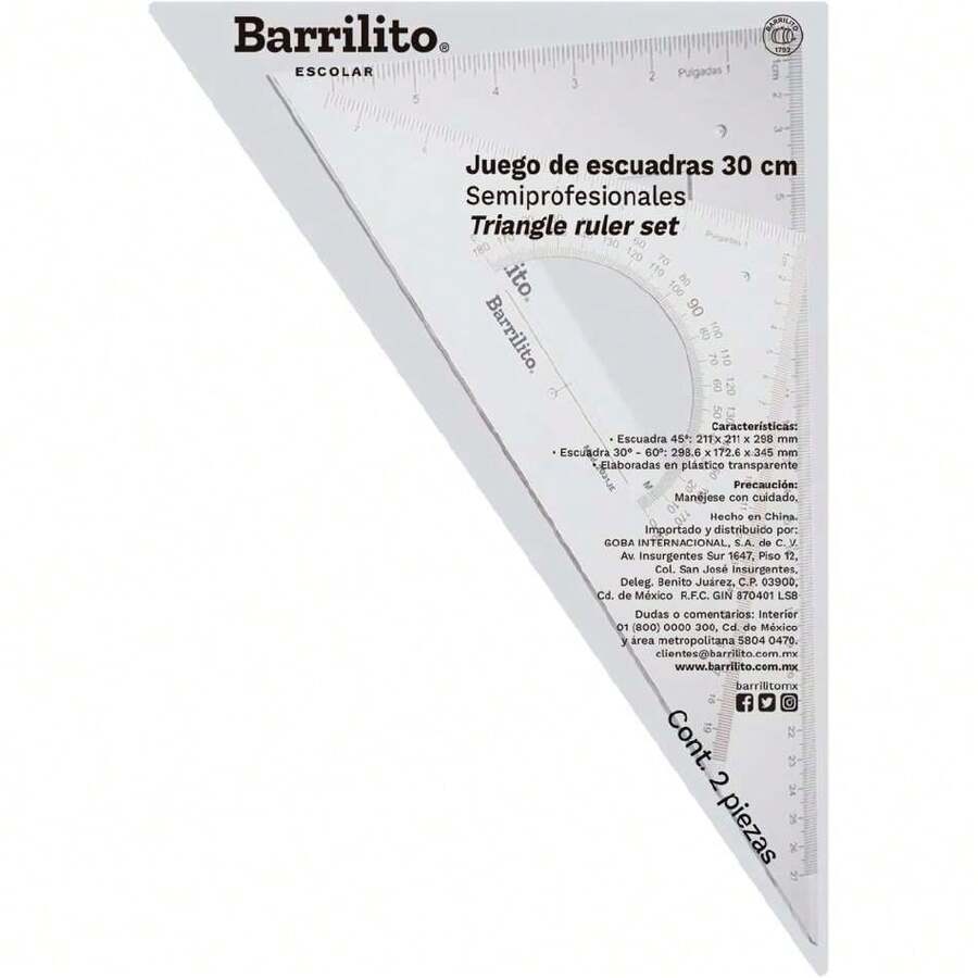 Juego de 2 Escuadras Semi-Profesionales, 29 x 21 cm. 2031JE,38265229 - Gris - Ver 1