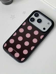 可爱简约波点图案时尚软壳手机壳，兼容 17 Pro Max、17 Pro、17、16、15、14、13、12、11 Pro Max、16、15、14 Plus，时尚防震后盖，春季生日礼物佳选 - 棕底粉點 - 查看 5
