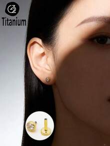 1pc ASTM F136 Titanium Zirconium 16G1. 2mm 2 - 4mm Titanium Cup-Shaped Ear Piercings Internal Thread Ear Bone Piercings Labret Jewelry