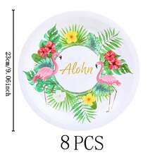 火烈鸟一次性餐具套装，7/9英寸派对餐盘，一次性纸盘和纸杯，适用于节日、婚礼、订婚、生日、派对、庆祝活动 - 彩色 - 查看 7