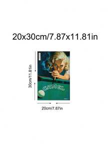 1幅复古骆驼牌台球帆布画，复古台球艺术印刷品，中世纪烟草风格海报，骆驼牌复古香烟广告 - 燃烧的乐趣 - 酒吧推车印刷品，复古家居酒吧装饰，卧室装饰，客厅装饰，办公室装饰，游戏装饰，送给朋友的理想礼物，墙面艺术，墙面装饰，家居装饰，房间装饰，帆布墙面艺术，海报，带框墙面艺术，可选画框 - 彩色 - 查看 12