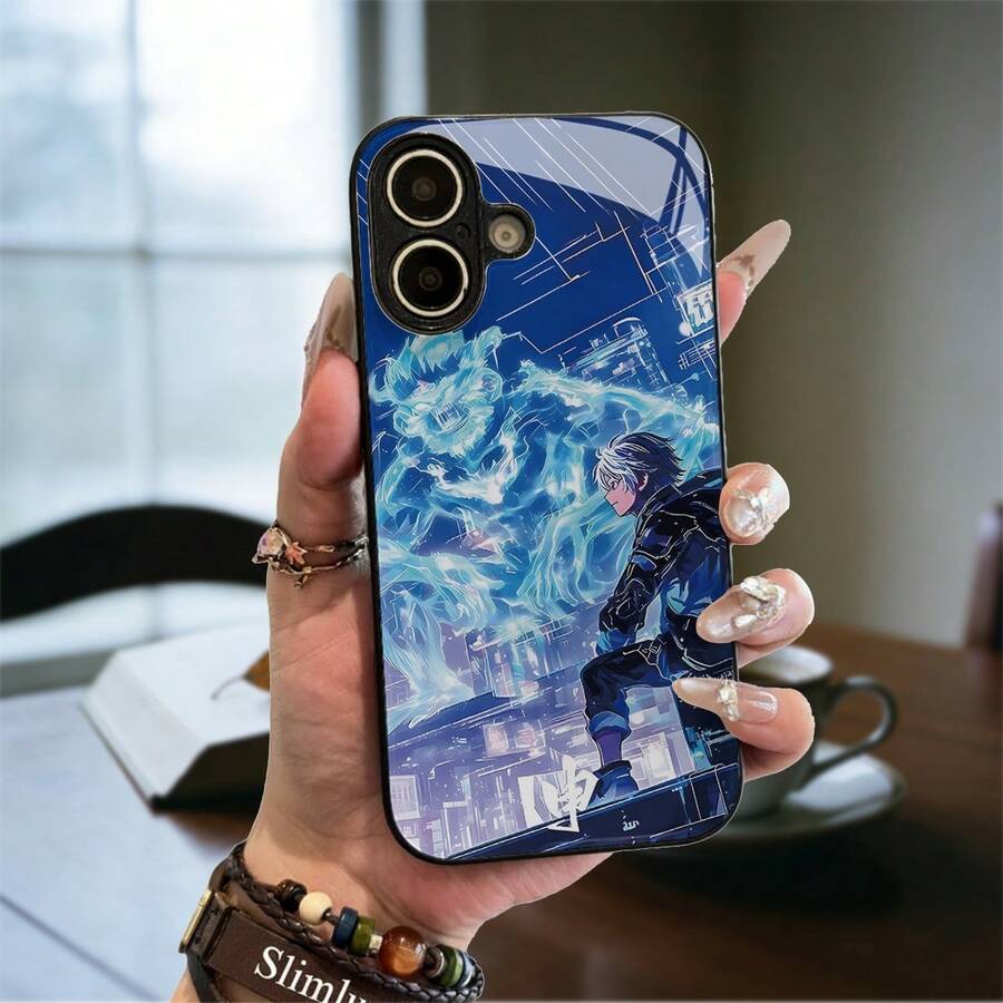 Diseño de anime con espíritu eléctrico y escenario urbano nocturno Funda de teléfono a prueba de golpes de para IPhone 17 16 15 14 13 12 11 X XS Pro Max 8 7 6 Plus SE GALAXY 21, 22, - Negro - Ver 1